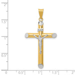 14K Two-Tone w/Rhodium Inri Crucifix Pendant - Product Photo