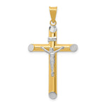 14K Two-Tone w/Rhodium Inri Crucifix Pendant - Product Photo