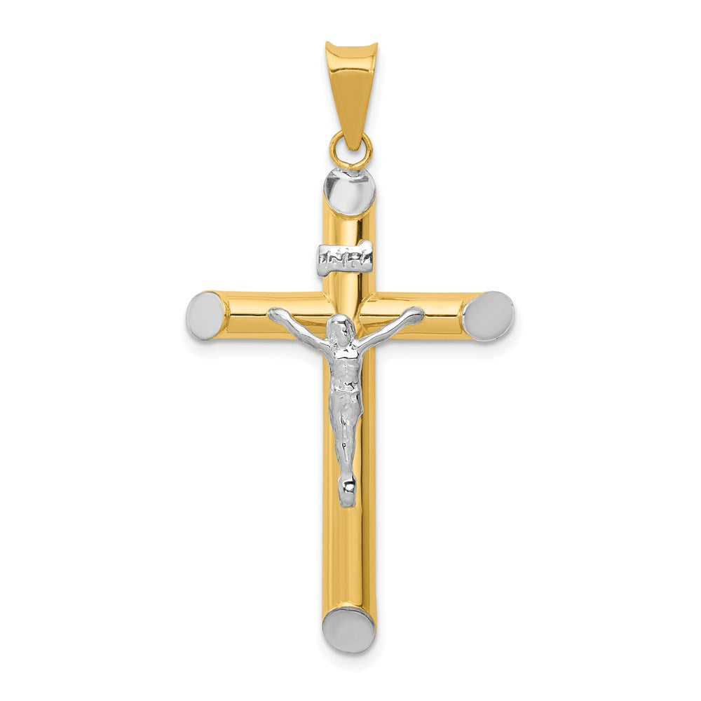 14K Two-Tone with Rhodium Inri Crucifix Pendant