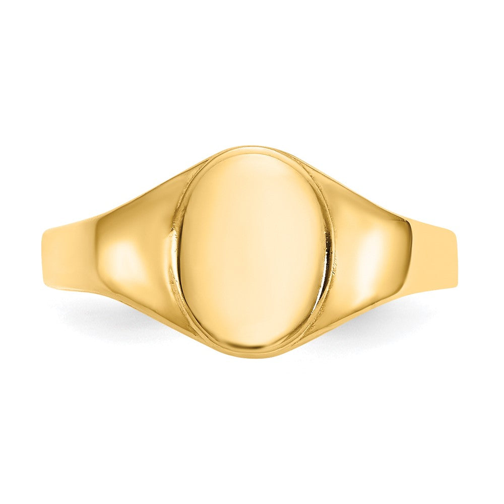 14k High Polished Oval Closed Back Baby Signet Ring - Product Photo