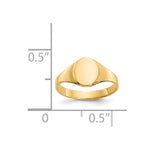 14k High Polished Oval Closed Back Baby Signet Ring - Product Photo