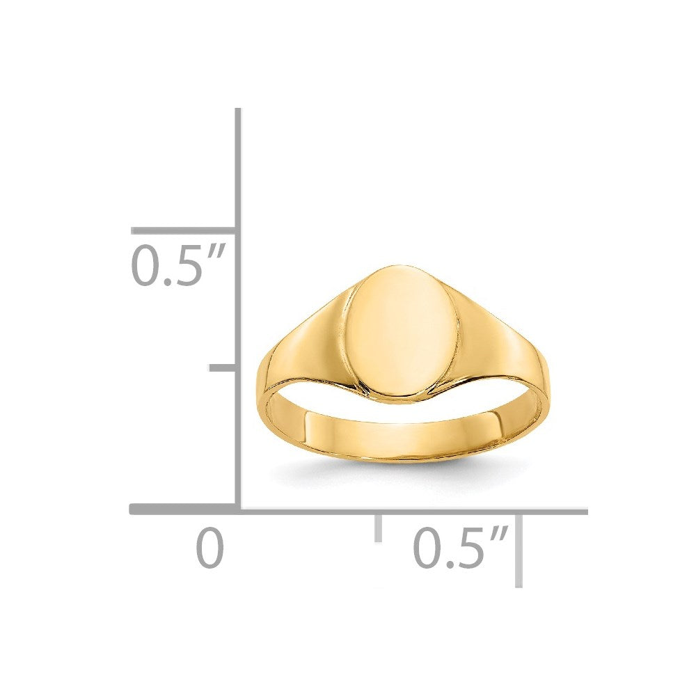 14k High Polished Oval Closed Back Baby Signet Ring - Product Photo