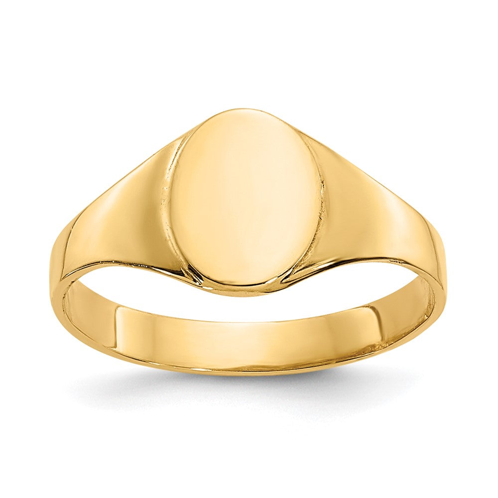 14k High Polished Oval Closed Back Baby Signet Ring - Product Photo