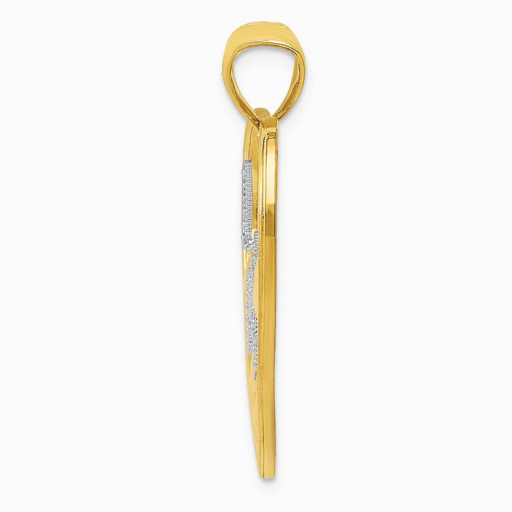 14K Yellow & Rhodium with Rhodium LOVE and Floating Hearts Pendant - Product Photo