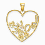 14K Yellow & Rhodium with Rhodium LOVE and Floating Hearts Pendant - Product Photo