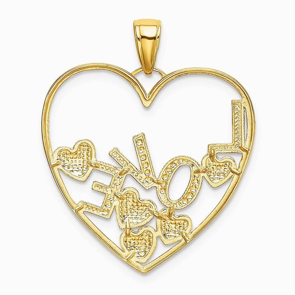 14K Yellow & Rhodium with Rhodium LOVE and Floating Hearts Pendant - Product Photo