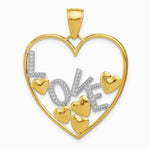 14K Yellow & Rhodium with Rhodium LOVE and Floating Hearts Pendant - Product Photo