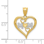 14K Yellow & Rhodium and White Rhodium Diamond-cut Mom Heart Pendant - Product Photo