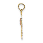 14K Two-tone Polished MOM and Flower Pendant - Product Photo