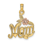 14K Two-tone Polished MOM and Flower Pendant - Product Photo