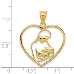 14K Yellow Gold Mother and Child in Heart Pendant - Product Photo