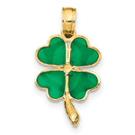 10K / 14K Yellow Gold 4-Leaf Clover Enameled Pendant - Product Photo