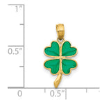 10K / 14K Yellow Gold 4-Leaf Clover Enameled Pendant - Product Photo