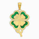 10K / 14K Yellow Gold 4-Leaf Clover Pendant with Enameled Tips - Product Photo