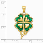 10K / 14K Yellow Gold 4-Leaf Clover Pendant with Enameled Tips - Product Photo