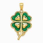 10K / 14K Yellow Gold 4-Leaf Clover Pendant with Enameled Tips - Product Photo