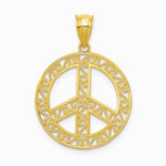 14K Yellow Gold Filigree Peace Sign Pendant - Product Photo