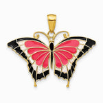 10K / 14K Yellow Gold Enameled Butterfly Pendant - Product Photo