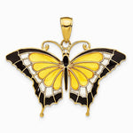 10K / 14K Yellow Gold Yellow Enameled Butterfly Pendant - Product Photo