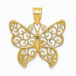 10K / 14K Yellow Gold Filigree Butterfly Pendant - Product Photo