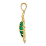 10K / 14K Yellow Gold Green Enameled Sea Turtle Pendant - Product Photo