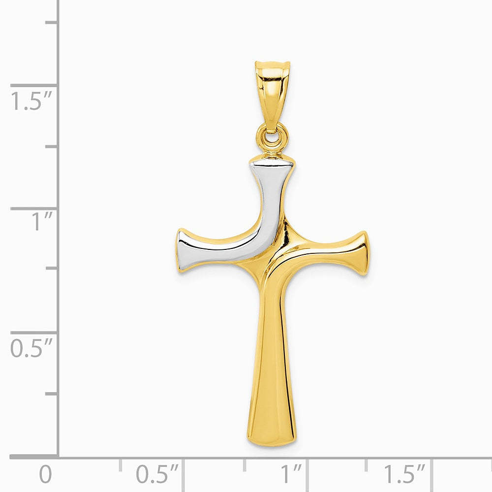 14K Yellow & Rhodium with Rhodium Fancy Cross Pendant - Product Photo