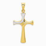 14K Yellow & Rhodium with Rhodium Fancy Cross Pendant - Product Photo