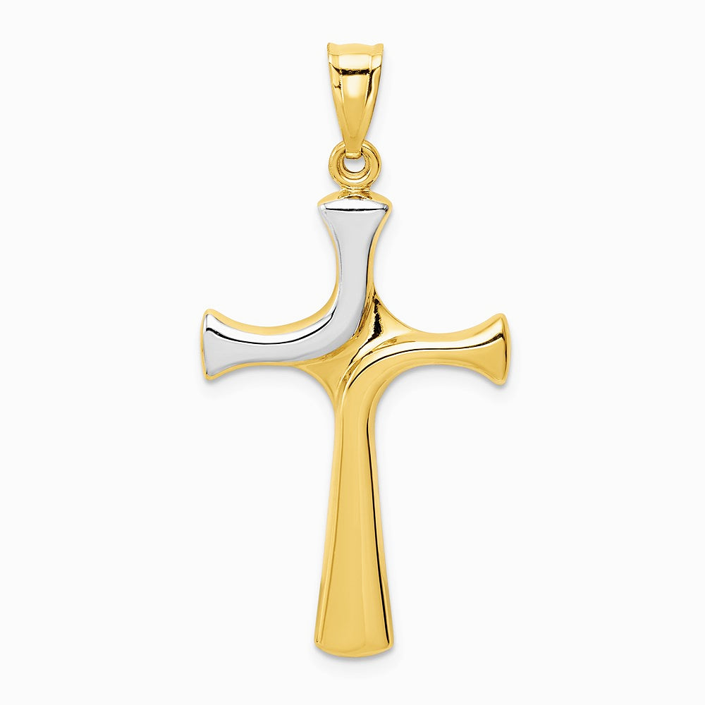 14K Yellow & Rhodium with Rhodium Fancy Cross Pendant - Product Photo