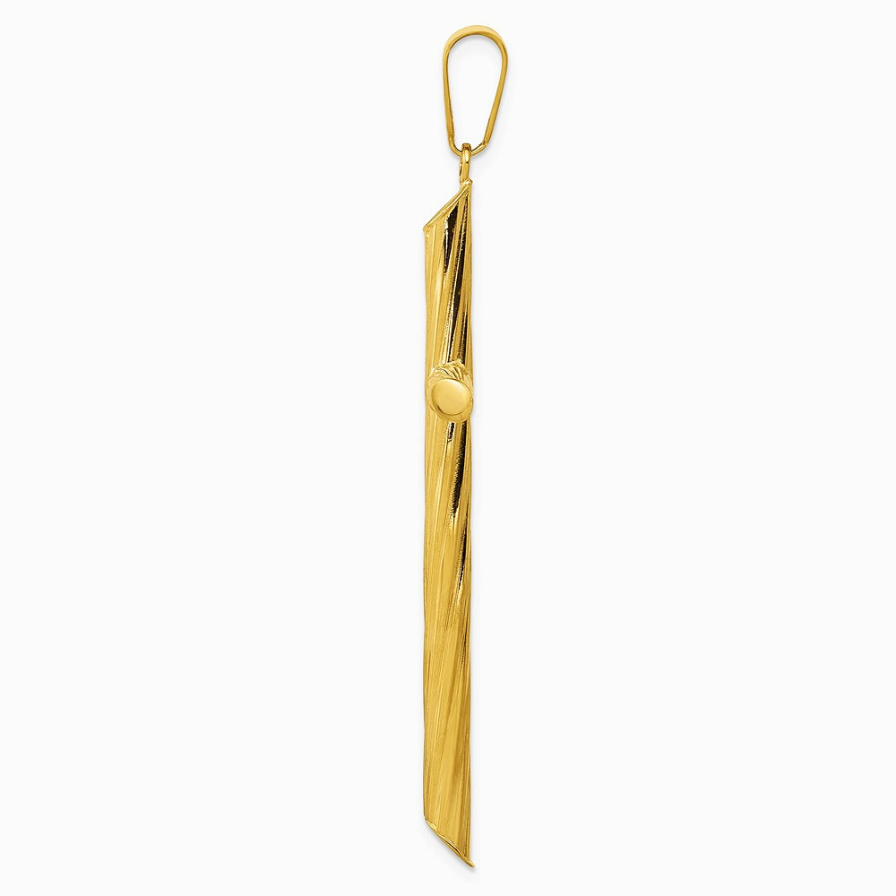 14K Yellow Gold Fancy Textured Cross Pendant - Product Photo