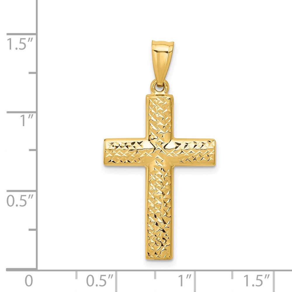14K Reversible Textured/Polished Cross Pendant - Product Photo