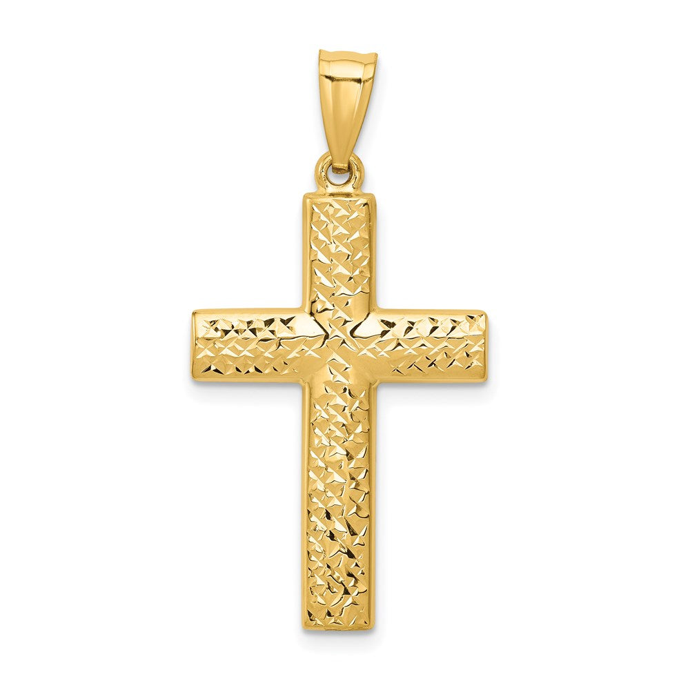 14K Reversible Textured/Polished Cross Pendant - Product Photo