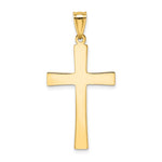 14k w/Rhodium Diamond-cut Cross Pendant - Product Photo