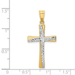 14k w/Rhodium Diamond-cut Cross Pendant - Product Photo