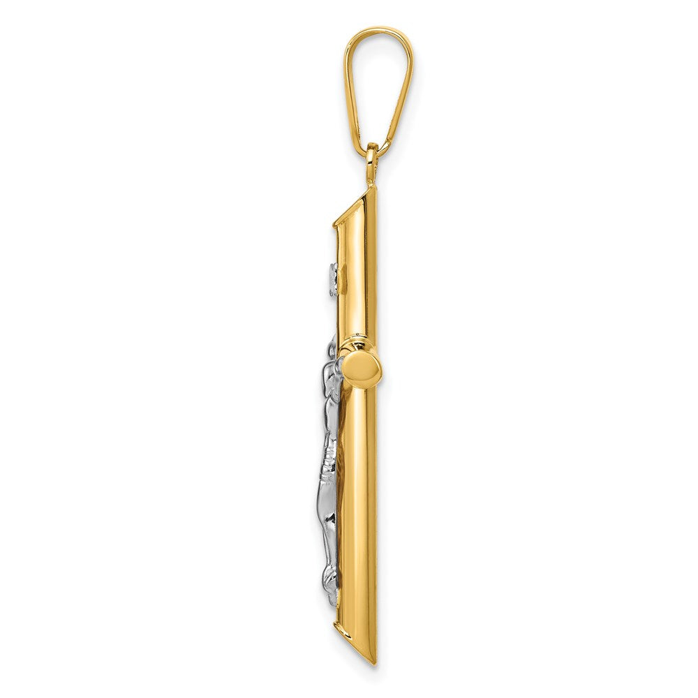 14k Two-tone Hollow Crucifix Pendant - Product Photo