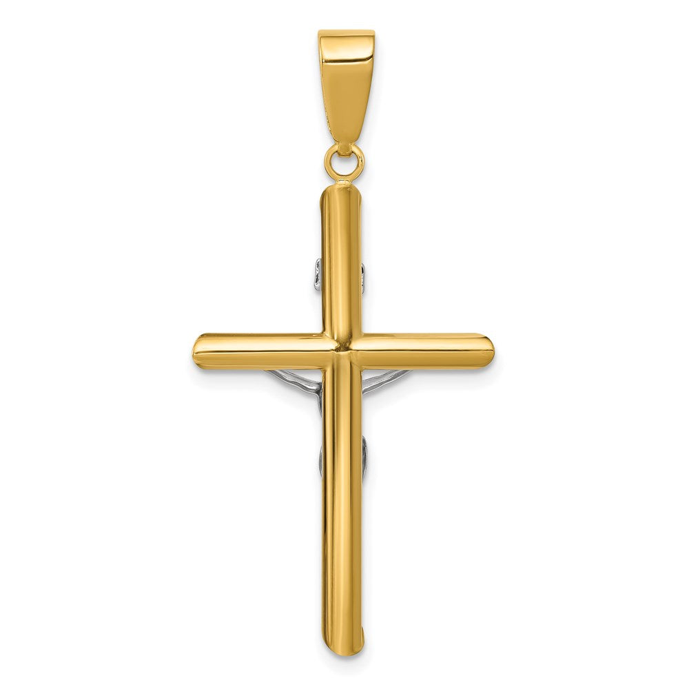 14k Two-tone Hollow Crucifix Pendant - Product Photo