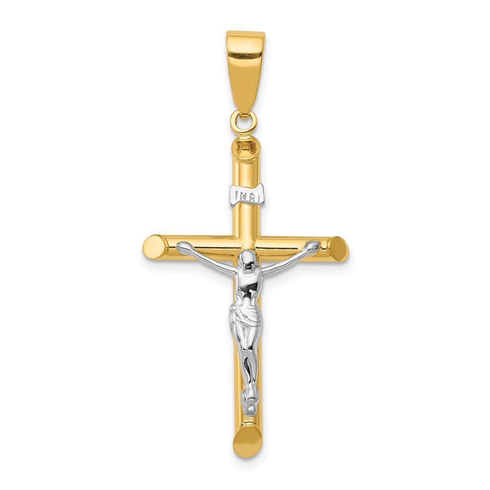 14k Two-tone Hollow Crucifix Pendant - Product Photo