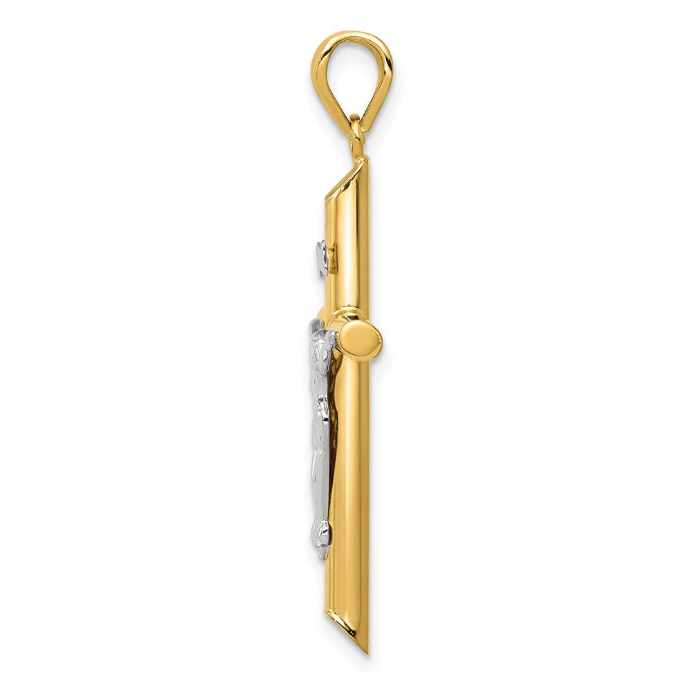 14k Two-tone Hollow Crucifix Pendant - Product Photo