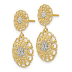 14K w/Rhodium D/C Filigree Medallion Drop Post Earrings - Product Photo