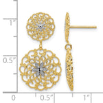 14K w/Rhodium D/C Filigree Medallion Drop Post Earrings - Product Photo