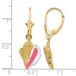 14K Enameled Conch Shell Leverback Earrings - Product Photo