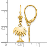 14K Palm Tree Leverback Earrings - Product Photo