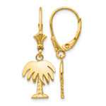 14K Palm Tree Leverback Earrings - Product Photo