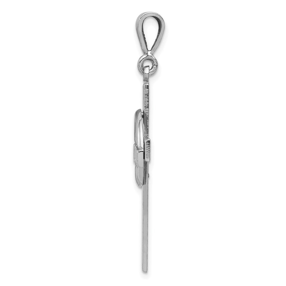 14K White Gold Claddagh Cross Pendant - Product Photo