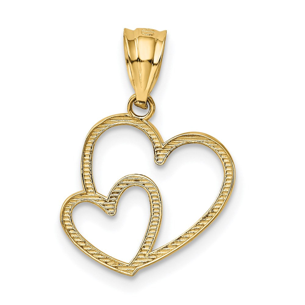 14K Polished Double Heart Pendant - Product Photo