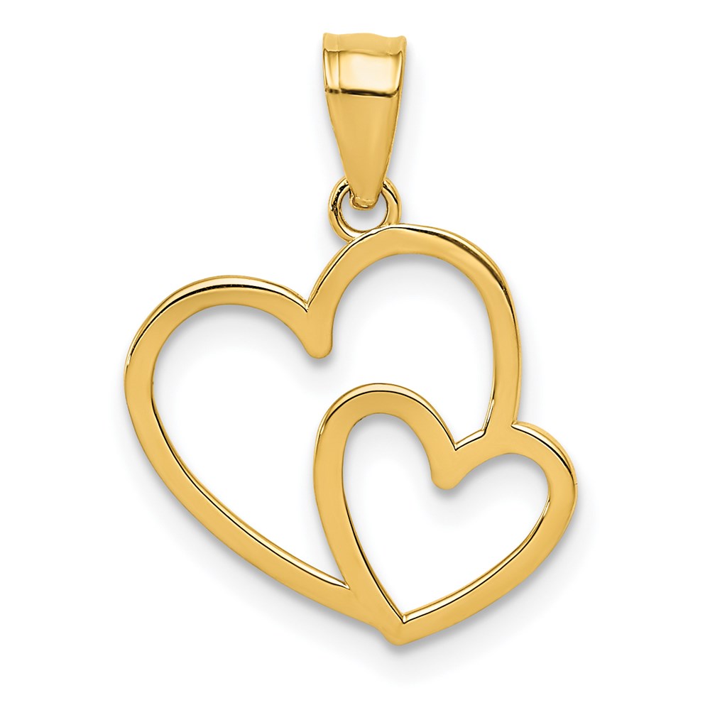 14K Polished Double Heart Pendant - Product Photo