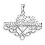 14k White Gold GRANDMA Birthstone Charm Holder Pendant - Product Photo