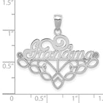 14k White Gold GRANDMA Birthstone Charm Holder Pendant - Product Photo
