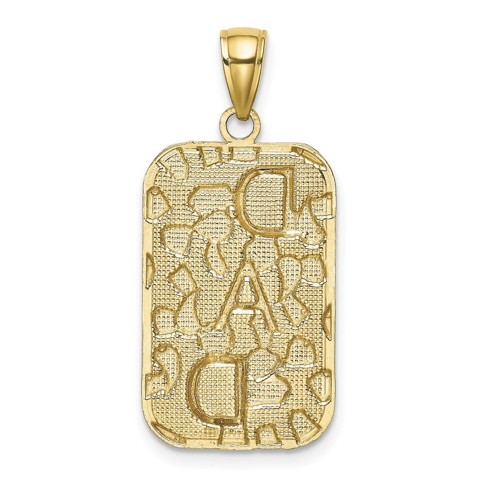 14K DAD Gold Nugget Dog Tag Pendant - Product Photo
