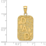 14K DAD Gold Nugget Dog Tag Pendant - Product Photo