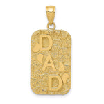 14K DAD Gold Nugget Dog Tag Pendant - Product Photo